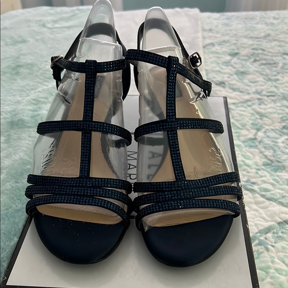Alex Marie Blue Strappy Sandals with Adjustable Ankle Strap